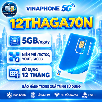 Sim Vinaphone Thaga70n miễn phí 1 năm